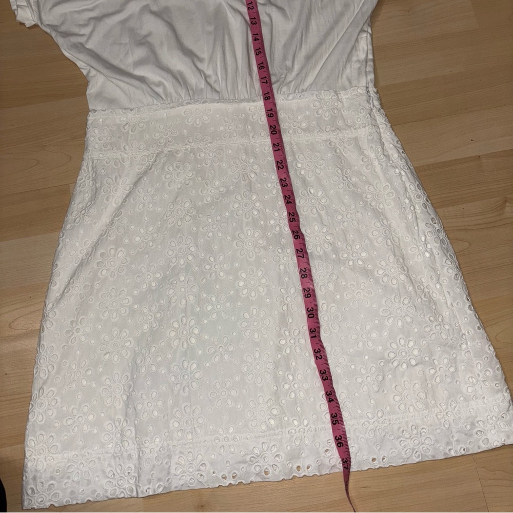 Veronica Beard Jiya Eyelet T-Shirt Dress in White Size Large Coquette Soft Girl - Picture 8 of 13